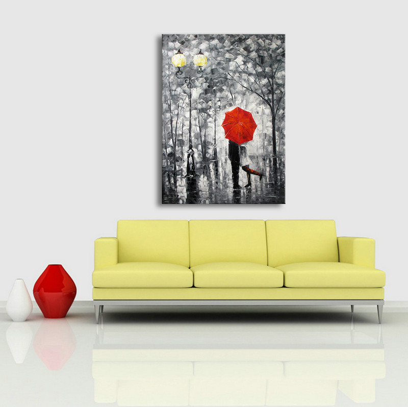 Lovers Kiss under the one umbrella Large Wall Art - Click Image to Close